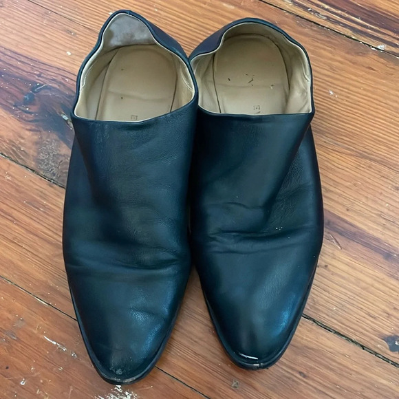 Everlane Modern Babo Mules Size 7 black leather pointed toe CS - Picture 1 of 5